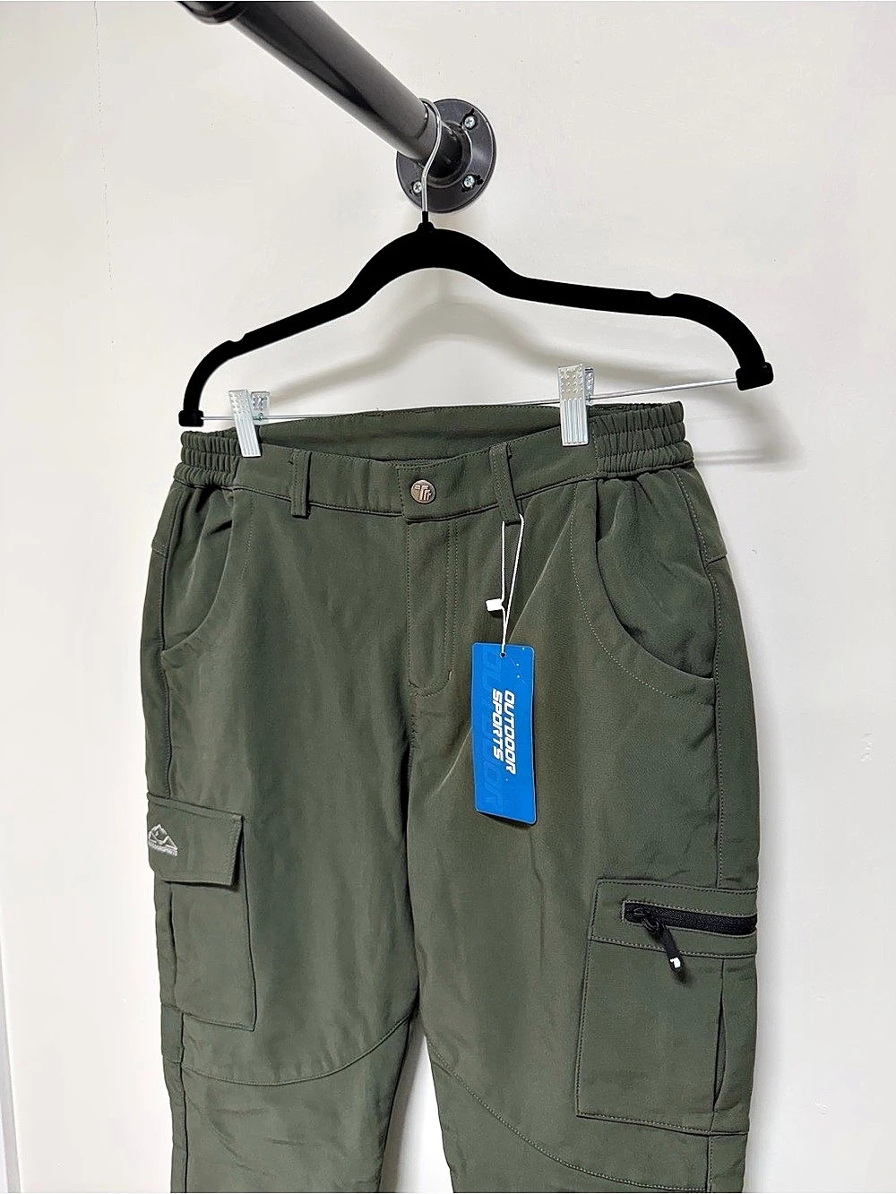 Outdoor Sports Men’s M Olive Green Fleece Lined Cargo Hiking Pants NWT